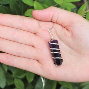 Amethyst necklace with 18in silver chain